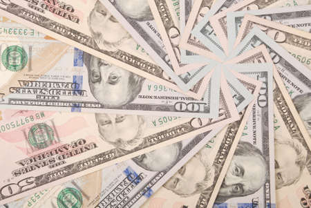 Mandala kaleidoscope from money. Abstract money background raster pattern repeat mandala circle.の写真素材