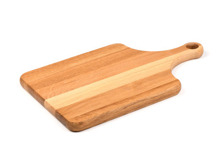 Walnut handmade wood cutting board isolated on white background. High resolution photo. Full depth...