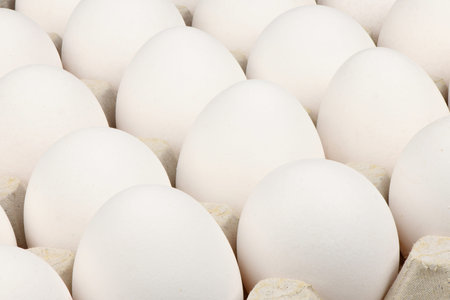 Tray of eggs isolated on white background. High resolution photo. Full depth of field.