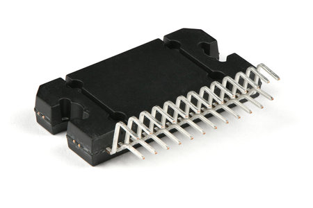 New microchip low frequency amplifier ULF isolated on a white background. High resolution photo....