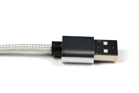 Closeup USB cable isolated on white. High resolution photo. Full depth of field.