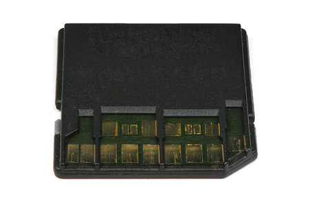 Modern professional  Memory Card features 64GB Storage Capacity,  ready to be used. Isolated on...