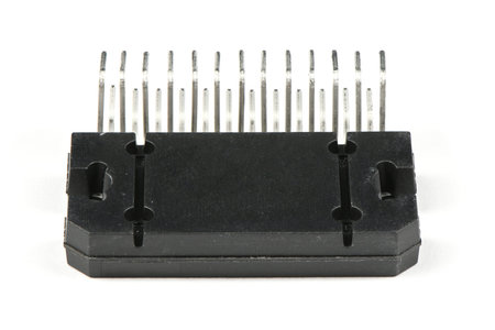 New microchip low frequency amplifier ULF isolated on a white background. High resolution photo....