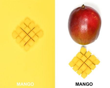 Creative layout made of Fresh Mango fruits. High resolution photo. Full depth of field.の写真素材