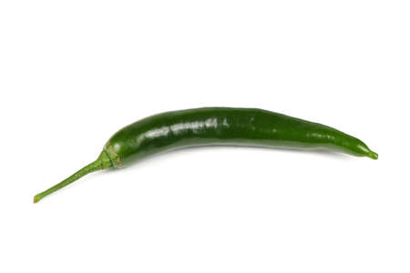 Green chili pepper isolated on white. High resolution photo. Full depth of field.の写真素材