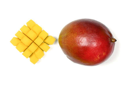 Fresh Mango fruits isolated on white background. High resolution photo. Full depth of field.の写真素材