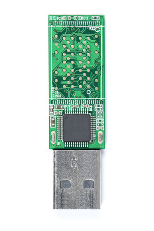 Disassembled flash drive on a white background. High resolution photo. Full depth of field.