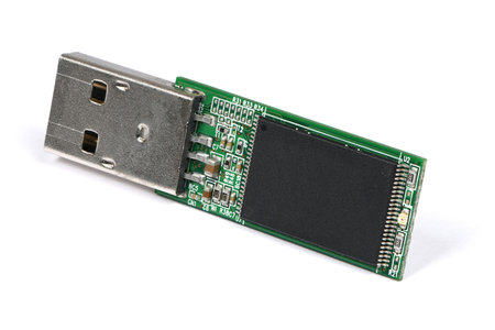 Disassembled flash drive on a white background. High resolution photo. Full depth of field.の写真素材