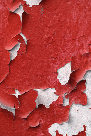 Stacked wall with old red paint texture. High resolution photo. Full depth of field.の写真素材