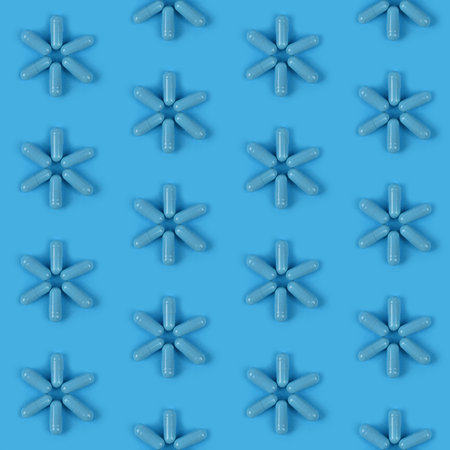 Seamless pattern. Blue medical capsules pill on blue background. High resolution pattern. Full depth of field.の写真素材