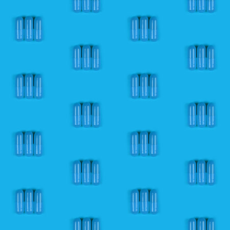 Seamless pattern. Pharmaceutical pills, medicine for people's health to heal diseases. Yellow...