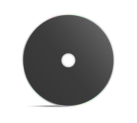 CD or DVD blank template black for presentation layouts and design. 3D rendering. Digitally Generated Image. isolated on white background.の写真素材
