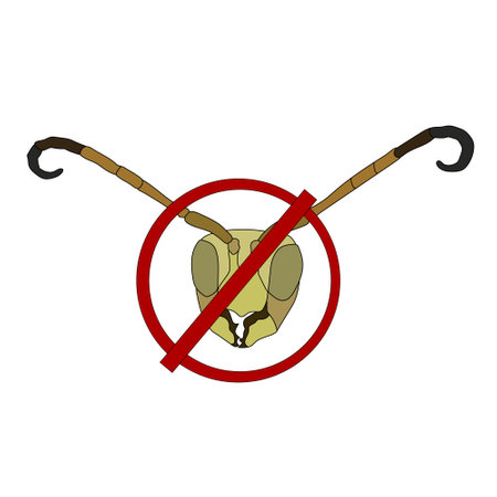 Wasp head crossed out. Flat colorful pictogram. vector illustration.のイラスト素材