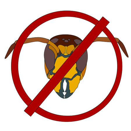 European wasp or Vespula germanica icon. Flat colorful pictogram. German yellowjacket crossed out. vector illustration.のイラスト素材