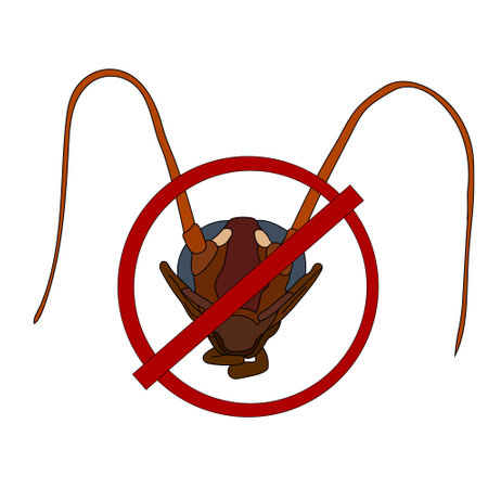Cockroach crossed out. Flat colorful pictogram. vector illustration.のイラスト素材