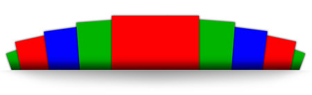 RGB Insert report or screenshoot blank template red, green and blue (RGB) for presentation layouts and design. 3D rendering. Digitally Generated Image. Isolated on white background.の写真素材