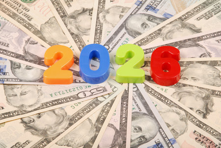 New year isolated on white background. Money background raster pattern repeat mandala circle.