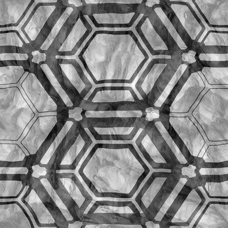 Abstract stone wall pattern with geometric carvings. Grunge filter. Template for prints, textiles, wrapping, wallpaper, website etc. High resolution photo filter.の写真素材