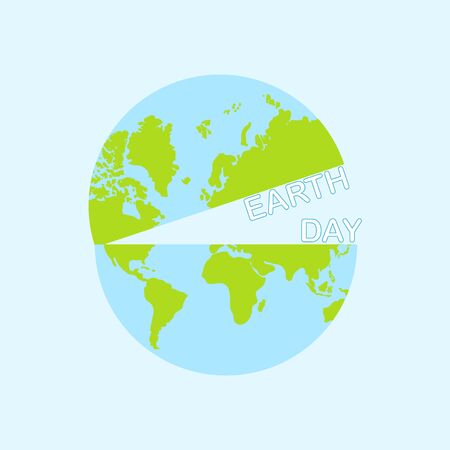 Round globe icon cut in half and earth day text in the middle of the world sign, vectorのイラスト素材
