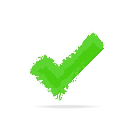 Yes icon, check-tick mark with longshadow. Watercolor style. Vector illustrationのイラスト素材