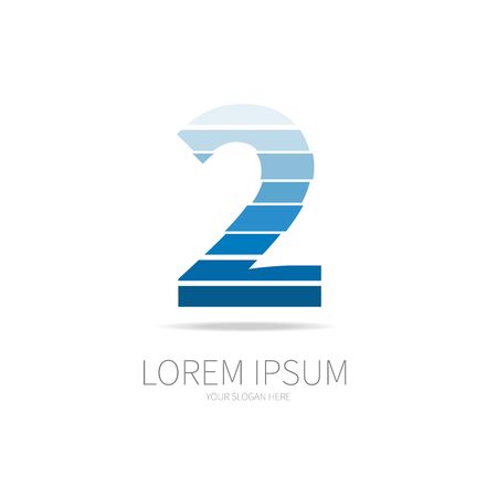 Number 2 logo, modern emblem, desing element template. Isolated Vectorのイラスト素材
