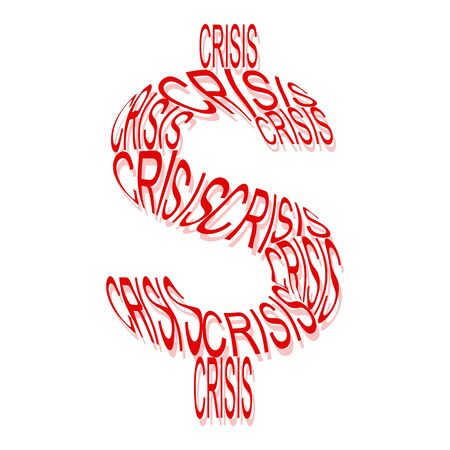 Crisis word cloud, dollar symbol. On white background isolated vectorのイラスト素材