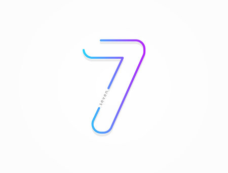 7 number, modern gradient font alphabet. Trendy, dynamic creative style design.