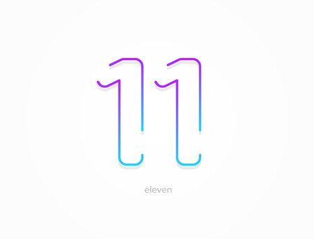 11 number, modern gradient font alphabet. Trendy, dynamic creative style design.