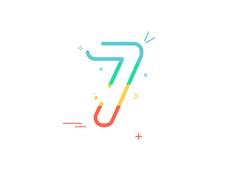 7st Anniversary celebration vector font, greeting, congratulation, colorful design with confetti....
