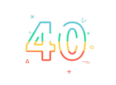 40 year Anniversary celebration vector font, greeting, congratulation, colorful design with...