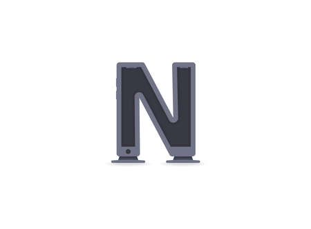 P letter technology font, phone or computer design. For logo, brand label, design elements, application etc. Isolated vector illustrationのイラスト素材