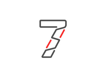 7 vector number. Modern trendy, creative style line design. For logo, brand label, design elements, corporate identity, application etc. Isolated vector illustrationのイラスト素材