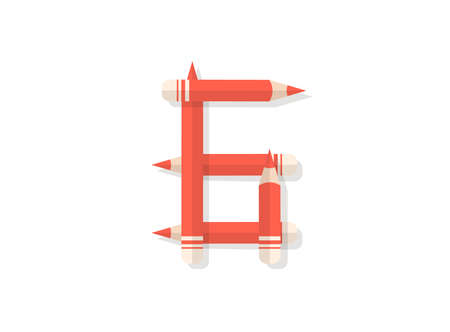 Letter P font made of pencils. Vector design element for logo, banner, posters, card, labels etc.のイラスト素材