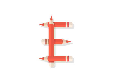 Letter P font made of pencils. Vector design element for logo, banner, posters, card, labels etc.のイラスト素材