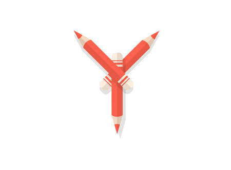 Letter O font made of pencils. Vector design element for logo, banner, posters, card, labels etc.のイラスト素材