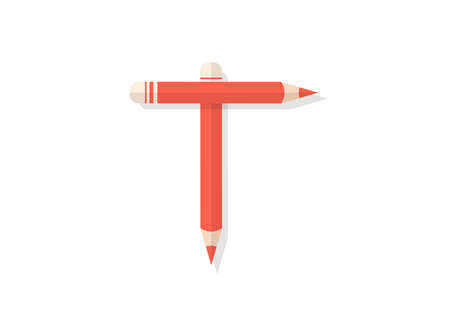 Letter P font made of pencils. Vector design element for logo, banner, posters, card, labels etc.のイラスト素材