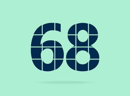 68 number, vector desing font. Made of knife cut. For logo, brand label, design elements, corporate identity, application & more. IsolatedEps10 illustrationのイラスト素材