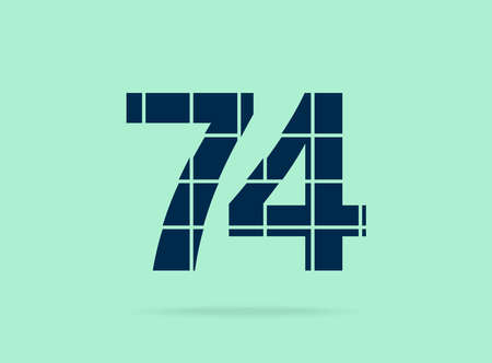 74 number, vector desing font. Made of knife cut. For logo, brand label, design elements, corporate identity, application & more. IsolatedEps10 illustrationのイラスト素材