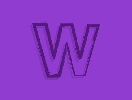 W letter font, hand drawn brush stroke. Modern, elegant calligraphic design. For design element, logo, creative poster etc. Vector illustrationのイラスト素材