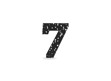 7 number grungy grunge texture design. Rubber stamp imprint style. For logo, brand label, poster,...