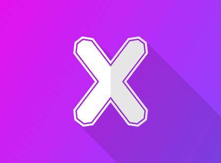 X font letter, modern dynamic design with long shadow on purple gradient background. For logo, brand label, design elements, application and more. Vector illustrationのイラスト素材