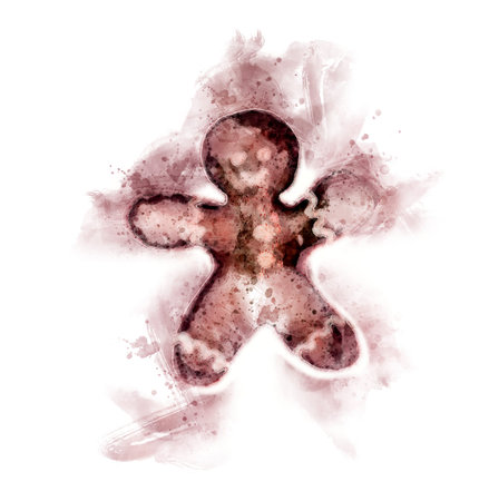 Gingerbread man in watercolor