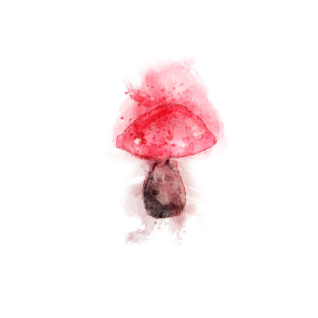 Red toadstool in watercolorの写真素材