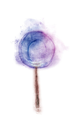 Purple lolly in watercolorの写真素材