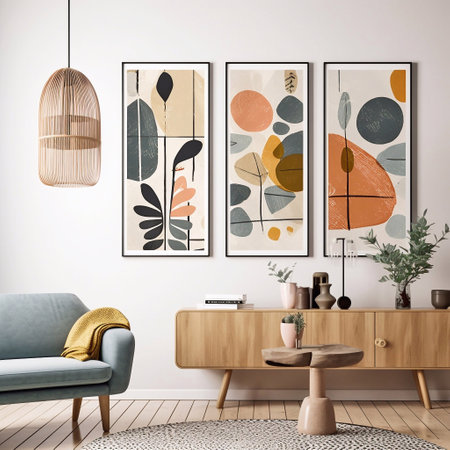 Modern scandinavian living room interior design. Scandinavian style. 3d renderingの素材