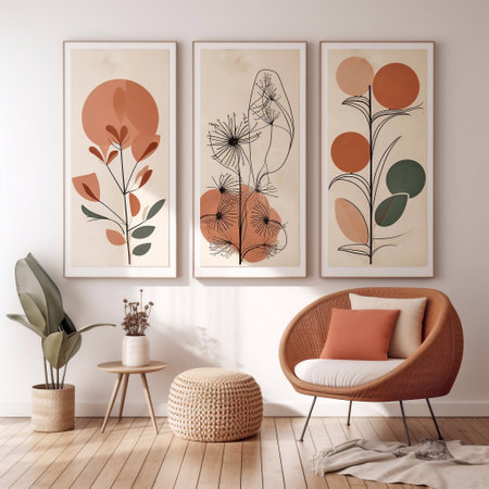Modern scandinavian interior design. 3d render illustration.の素材