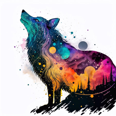 Illustration of a wolf in watercolor style. Vector illustration.の素材