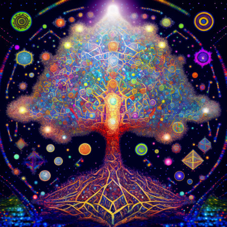 Fractal tree of life. Colorful abstract background for your designの素材