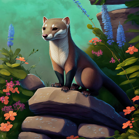 cartoon scene with wild animal in the forest - illustration for childrenの素材