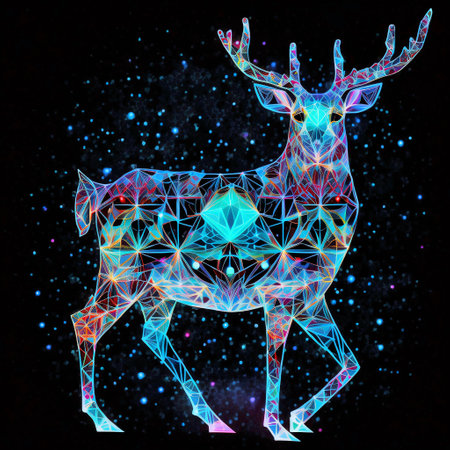 Abstract polygonal deer on the background of the starry skyの素材